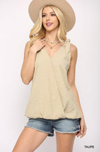 Load image into Gallery viewer, Solid Textured And Sleeveless Surplice Top With Shoulder Tie
