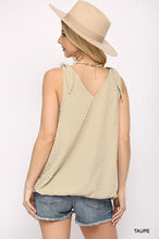 Load image into Gallery viewer, Solid Textured And Sleeveless Surplice Top With Shoulder Tie
