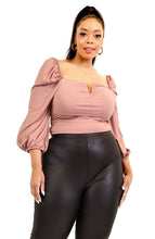 Load image into Gallery viewer, Plus Solid 3/4 Bishop Sleeve Top
