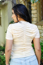 Load image into Gallery viewer, Mesh Ruched Cut-out Detail Short Sleeve Top
