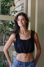 Load image into Gallery viewer, Embroidered Ruffle Trim Strap Sleeveless Crop Top
