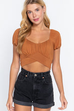 Load image into Gallery viewer, Short Slv Back Tie Crop Knit Top

