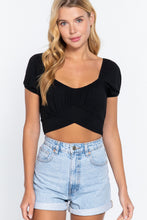 Load image into Gallery viewer, Short Slv Back Tie Crop Knit Top
