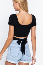 Load image into Gallery viewer, Short Slv Back Tie Crop Knit Top
