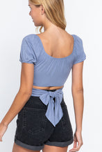 Load image into Gallery viewer, Short Slv Back Tie Crop Knit Top
