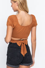 Load image into Gallery viewer, Short Slv Back Tie Crop Knit Top
