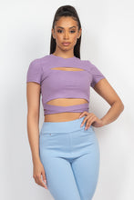 Load image into Gallery viewer, Self-tie Ribbon Front Cutout Crop Top

