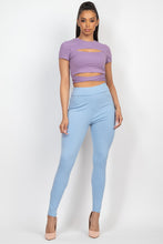 Load image into Gallery viewer, Self-tie Ribbon Front Cutout Crop Top
