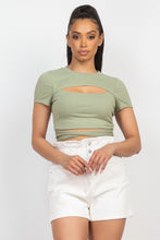 Load image into Gallery viewer, Self-tie Ribbon Front Cutout Crop Top
