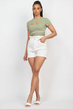 Load image into Gallery viewer, Self-tie Ribbon Front Cutout Crop Top
