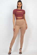 Load image into Gallery viewer, Self-tie Ribbon Front Cutout Crop Top
