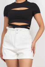 Load image into Gallery viewer, Self-tie Ribbon Front Cutout Crop Top
