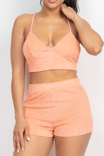 Load image into Gallery viewer, Terry Towel Bralette Top &amp; Mini Shorts Set
