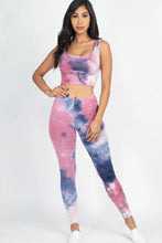 Load image into Gallery viewer, Tie Dye Crop Top And Leggings Yoga Gym Set
