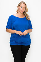 Load image into Gallery viewer, Short Sleeve Top Featuring A Round Neck And Ruched Sides
