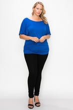 Load image into Gallery viewer, Short Sleeve Top Featuring A Round Neck And Ruched Sides
