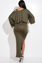 Load image into Gallery viewer, Solid Rayon Spandex Midi Length Tank Dress And Slouchy Cape Top Two Piece Set
