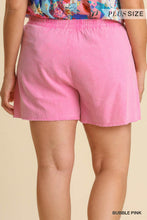 Load image into Gallery viewer, Mineral Wash Frayed Edged Elastic Waistband And Drawstring Shorts With Pockets
