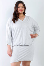 Load image into Gallery viewer, Plus Cut-out Neck Details Dolman Midi Sleeve Mini Dress
