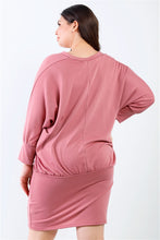 Load image into Gallery viewer, Plus Cut-out Neck Details Dolman Midi Sleeve Mini Dress
