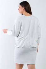 Load image into Gallery viewer, Plus Cut-out Neck Details Dolman Midi Sleeve Mini Dress
