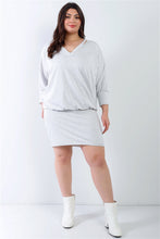Load image into Gallery viewer, Plus Cut-out Neck Details Dolman Midi Sleeve Mini Dress
