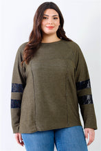 Load image into Gallery viewer, Plus Ribbed Sequin Detail Long Sleeve Top
