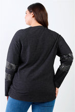 Load image into Gallery viewer, Plus Ribbed Sequin Detail Long Sleeve Top
