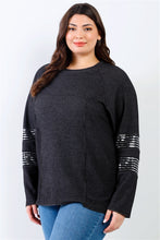 Load image into Gallery viewer, Plus Ribbed Sequin Detail Long Sleeve Top
