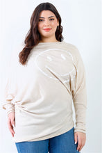 Load image into Gallery viewer, Plus Smile Front Print Flannel Dolman Sleeve Top
