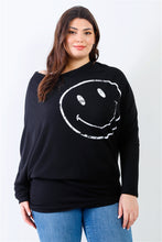 Load image into Gallery viewer, Plus Smile Front Print Flannel Dolman Sleeve Top
