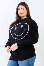 Load image into Gallery viewer, Plus Smile Front Print Flannel Dolman Sleeve Top
