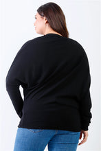Load image into Gallery viewer, Plus Smile Front Print Flannel Dolman Sleeve Top
