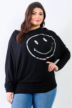 Load image into Gallery viewer, Plus Smile Front Print Flannel Dolman Sleeve Top
