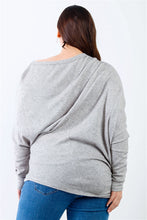 Load image into Gallery viewer, Plus Smile Front Print Flannel Dolman Sleeve Top
