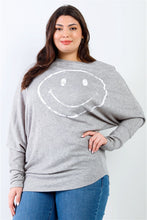 Load image into Gallery viewer, Plus Smile Front Print Flannel Dolman Sleeve Top
