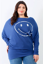 Load image into Gallery viewer, Plus Smile Front Print Flannel Dolman Sleeve Top
