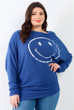 Load image into Gallery viewer, Plus Smile Front Print Flannel Dolman Sleeve Top
