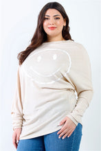 Load image into Gallery viewer, Plus Smile Front Print Flannel Dolman Sleeve Top
