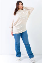 Load image into Gallery viewer, Plus Smile Front Print Flannel Dolman Sleeve Top
