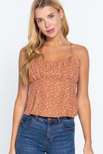Load image into Gallery viewer, Ruched Open Back Print Cami Woven Top
