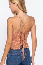 Load image into Gallery viewer, Ruched Open Back Print Cami Woven Top

