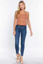 Load image into Gallery viewer, Ruched Open Back Print Cami Woven Top
