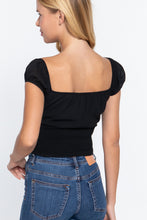 Load image into Gallery viewer, Short Sleeve Front Tie Ruched Detail Woven Top
