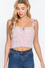 Load image into Gallery viewer, Ruffle Strap Smocking Print Woven Top
