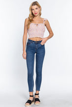 Load image into Gallery viewer, Ruffle Strap Smocking Print Woven Top
