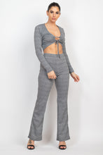 Load image into Gallery viewer, Plaid Cut-out Long Sleeve Top &amp; Pants Set
