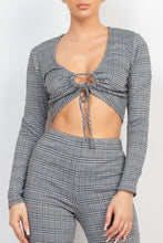 Load image into Gallery viewer, Plaid Cut-out Long Sleeve Top &amp; Pants Set
