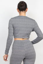 Load image into Gallery viewer, Plaid Cut-out Long Sleeve Top &amp; Pants Set
