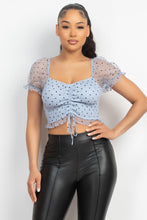 Load image into Gallery viewer, Smocking Ruched Dotted Crop Top
